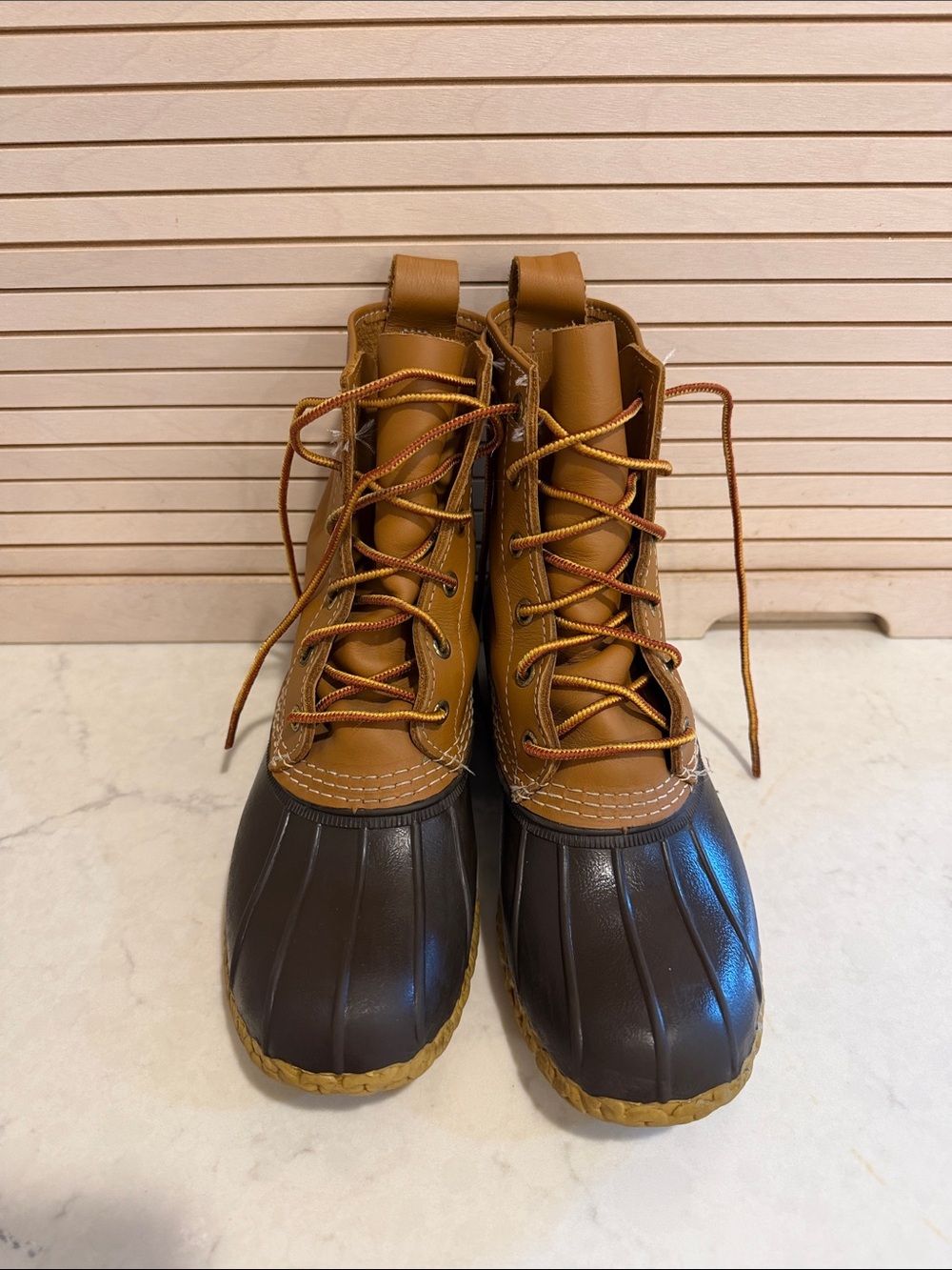 LL Bean Bean Boots Brown Duck Boots - Lace-Up Waterproof Style Size 7